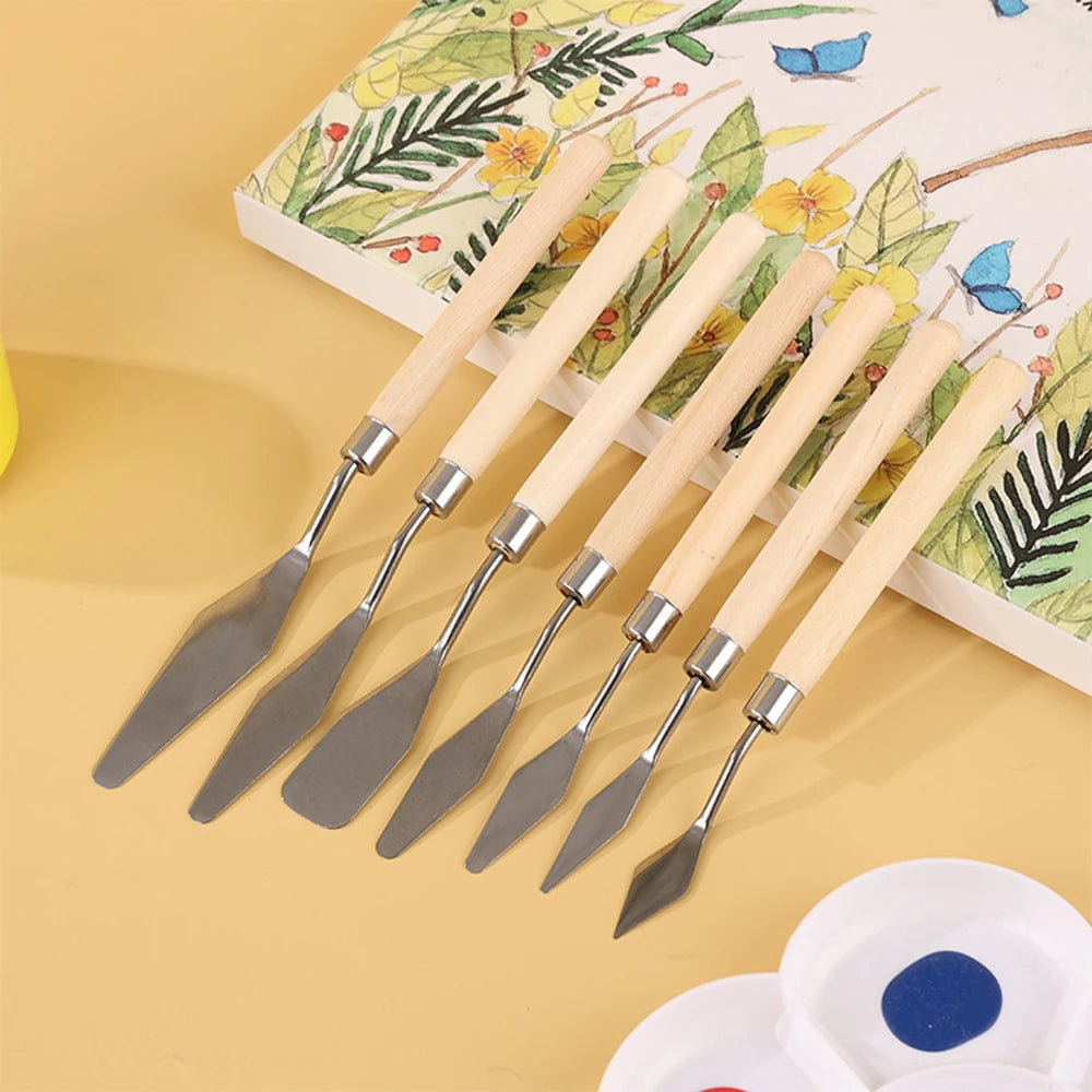 1Set/3Set Oil Painting Scraper Set Paint Wood Handle Palette Knife Art Gouache Paint Painting Scraper