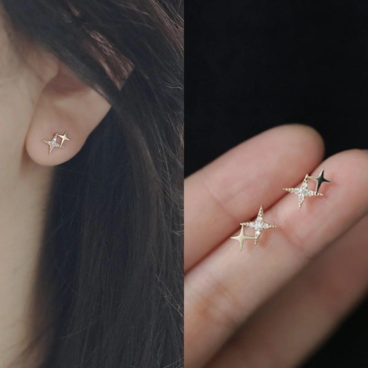 Avenneth New Fashion Stud Earrings For Women Banquet Asymmetry Cross Star Silver Color Earring Jewelry Vintage Accessories Gifts
