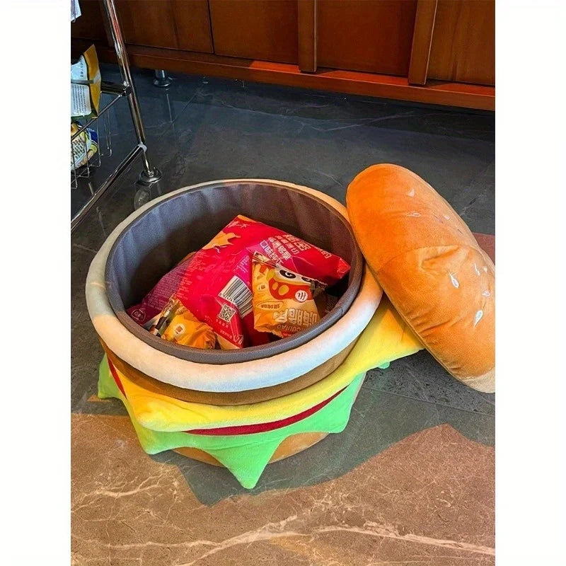 Hamburg storage stool Seated small stool Home living room Large capacity snack storage stool Door shoe changing small stool