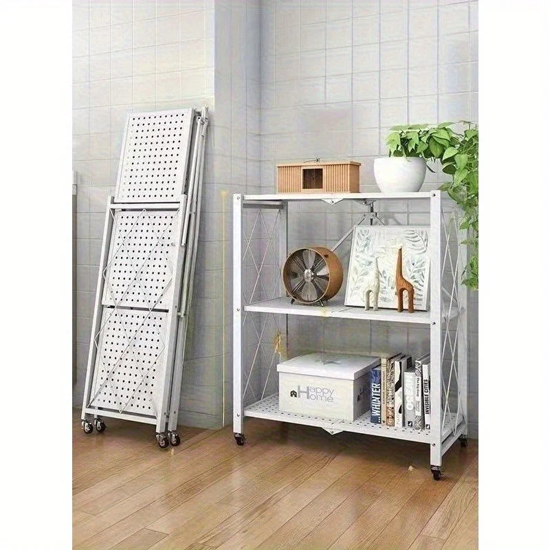 Installation-free folding rack, kitchen floor rack, household multi-layer storage cart, storage rack