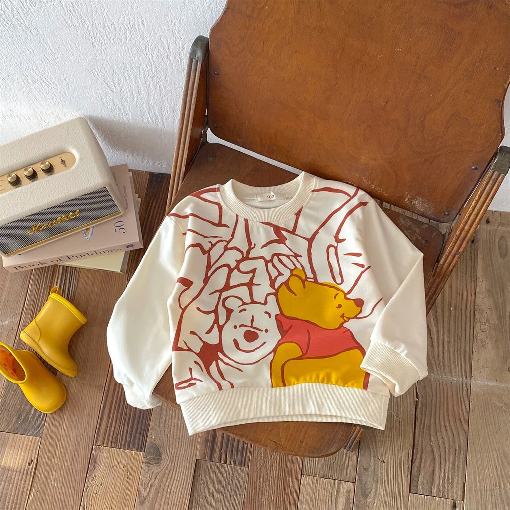 2024 Autumn Disney Cartoon Hoodie Round Collar Long Sleeved Tops Children's Clothes Loose Fashion Baby Boy Girl Sweatshirt 6M-4Y