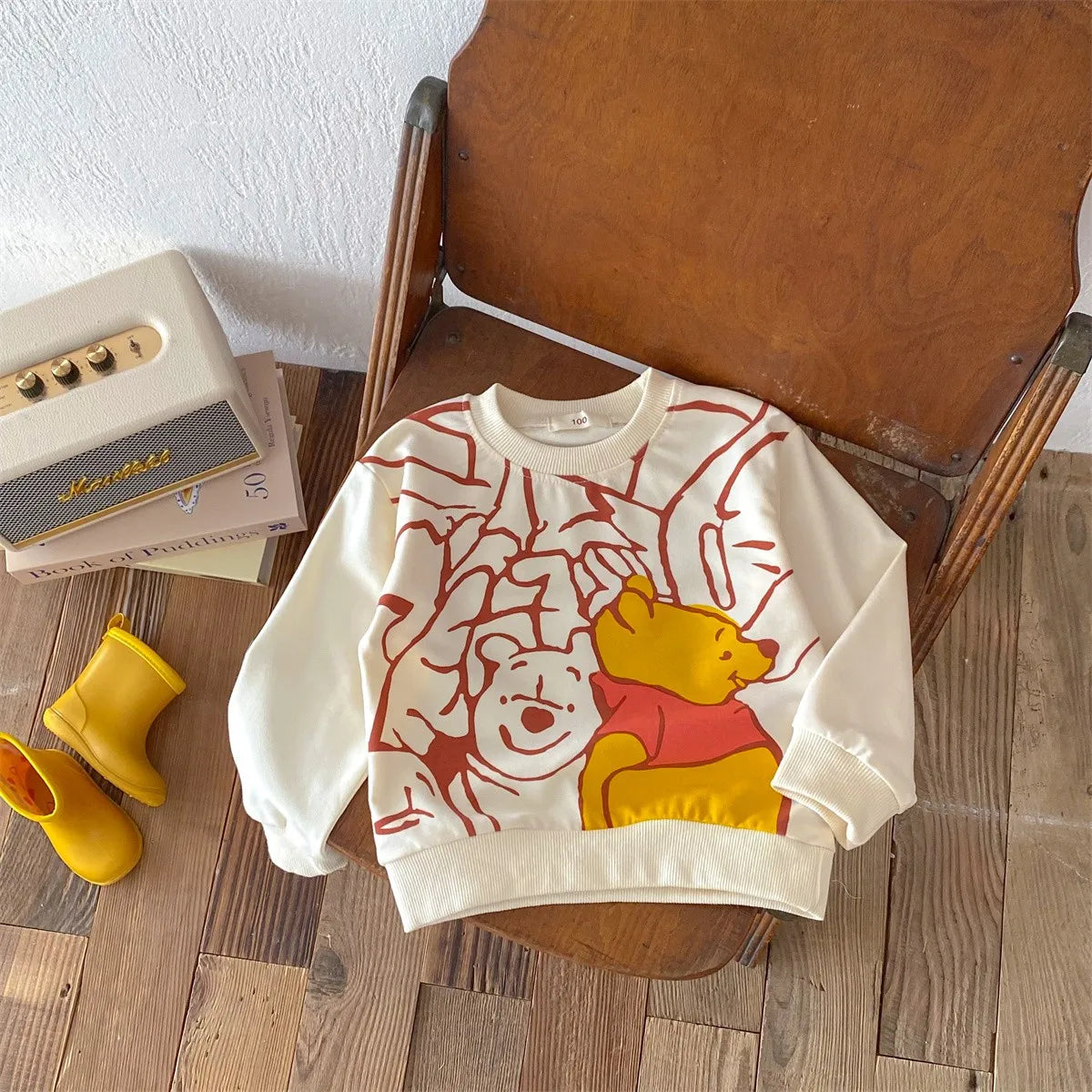 2024 Autumn Disney Cartoon Hoodie Round Collar Long Sleeved Tops Children's Clothes Loose Fashion Baby Boy Girl Sweatshirt 6M-4Y