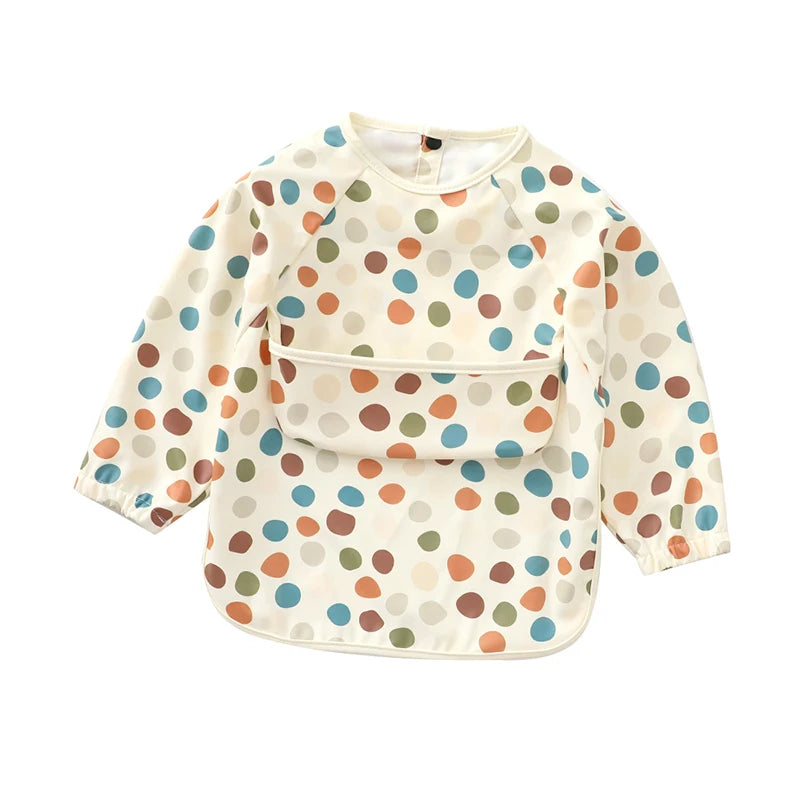 1PC Baby Long Sleeve PU Overalls Wear Waterproof Food Dirty Oil Feeding Suitable For Male And Female Children Bibs