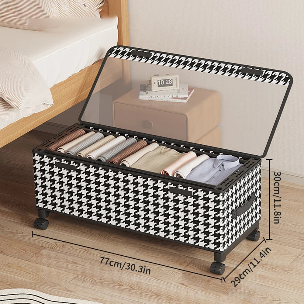1PC Bedside Storage Box For Household Use With Wheels To Prevent Dust, Suitable For Storing Clothes, Toys And Other Items.
