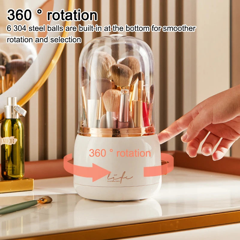 1PC Desktop Storage Box For Rotating Transparent Makeup Brush Storage Box Brush Holder Storage Bucket
