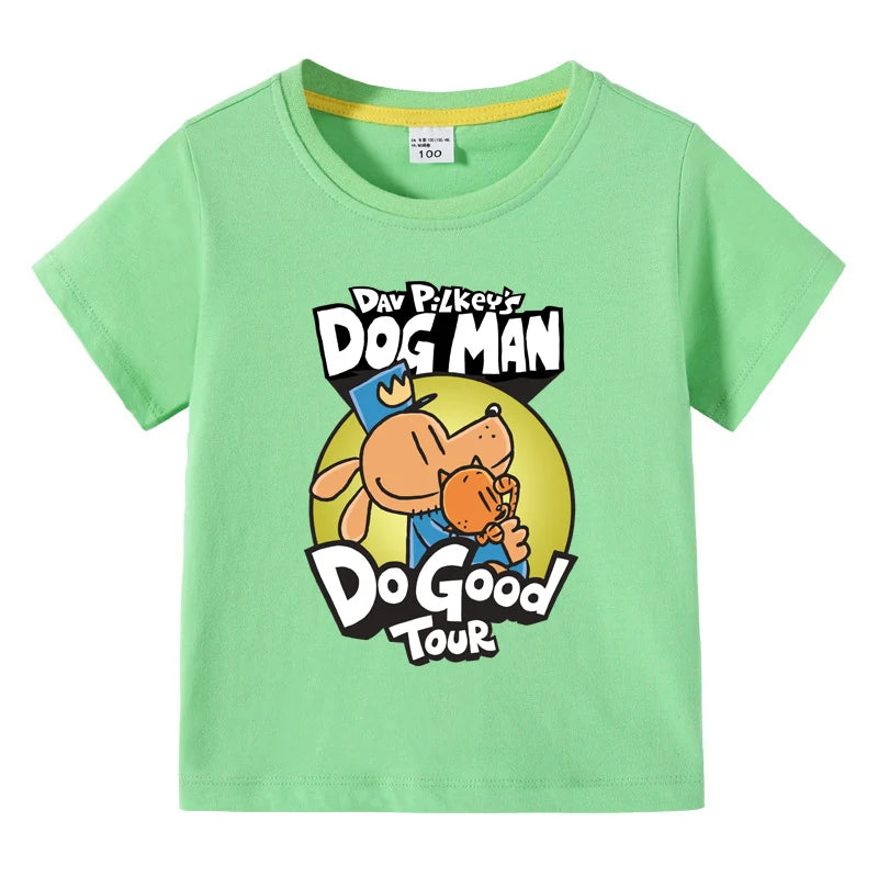 2025 New Kids Clothing Dog Man Do Good Tour Graphic T-Shirt Children Summer Cartoon Short Sleeve Tee Boys Girls Fashion Clothes