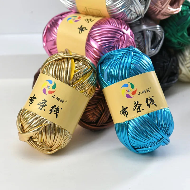 Metal texture cloth line personalized wool DIY woven bag bright leather hand woven material