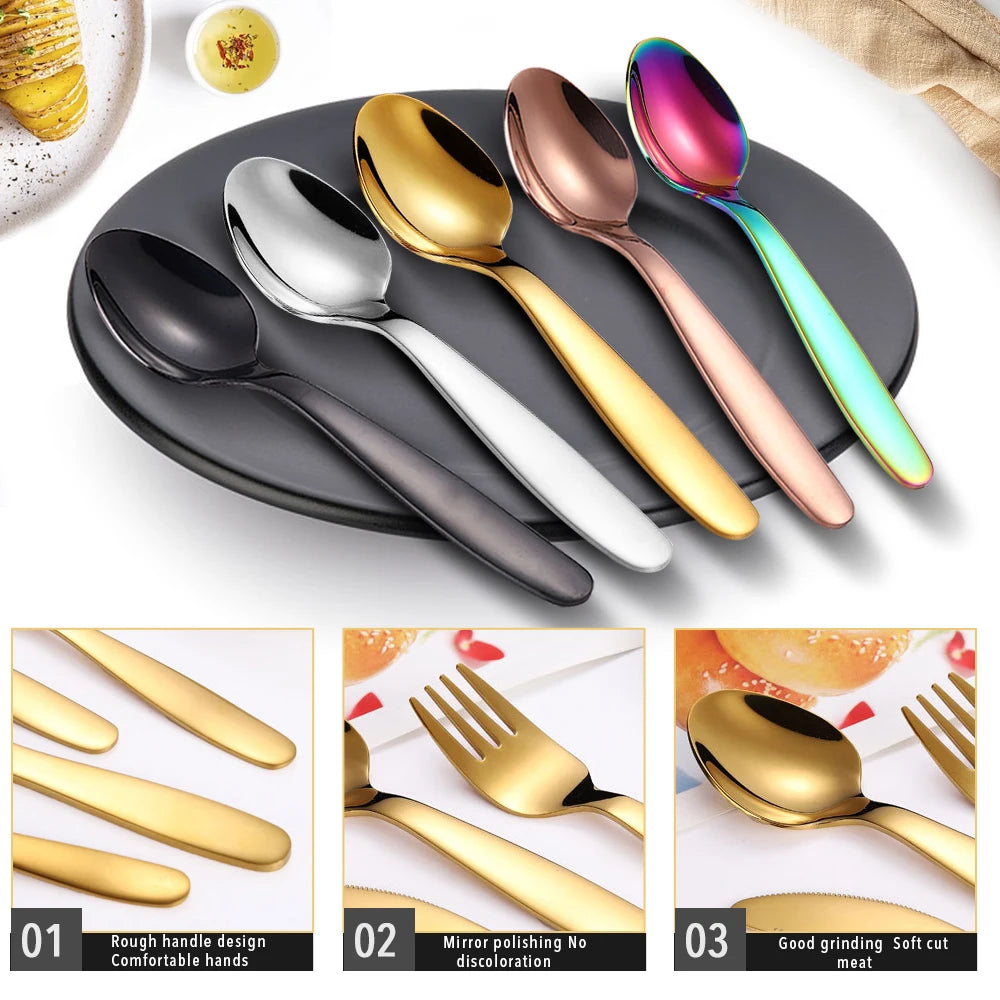 4pcs Western Dinnerware Set Stainless Steel Cutlery Set Fork Knife Spoon Tableware Set Flatware Set Dishwasher Safe Cutlery Set