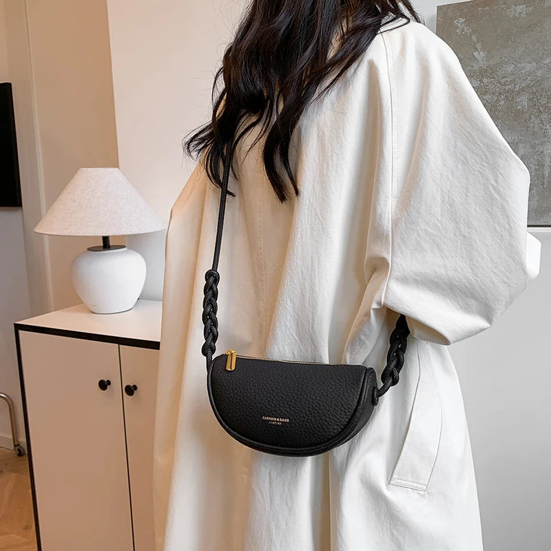 1 Piece of Solid Color Shoulder Bag for Women, Versatile Crossbody Bag, Fashionable Retro Saddle Bag