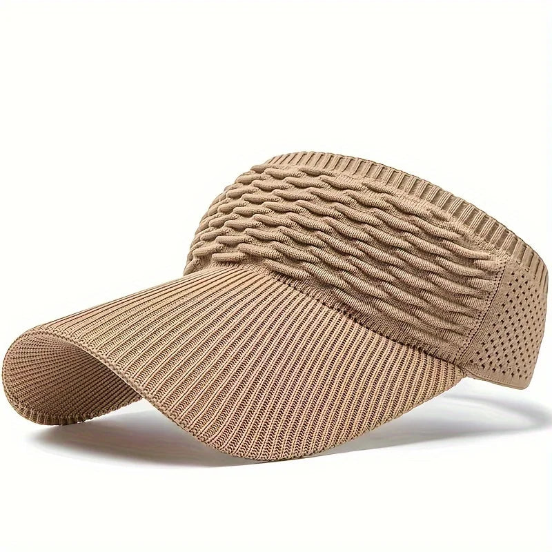 1pc Summer Breathable Sun Hat,Casual Elastic Knitted Cap,Women's Long Brim Sunshade Empty Top Hat for Outdoor Sports, beach hat