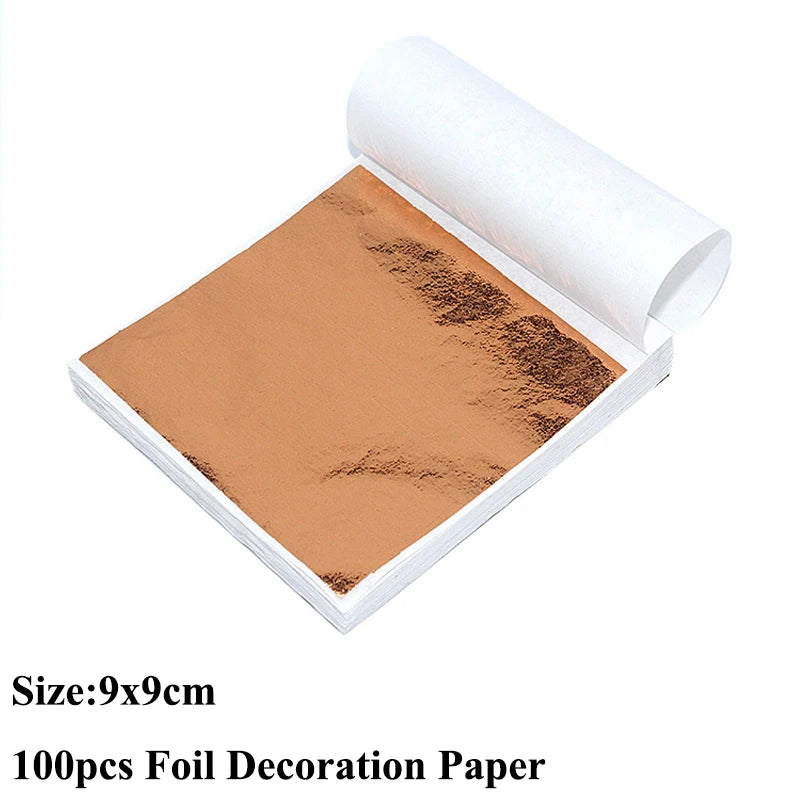 100pcs Imitation Gold Sliver Copper Foil Paper DIY Resin Candle Plaster Craft Leaf Flake Gilding Sheets Art Nail Home Decoration