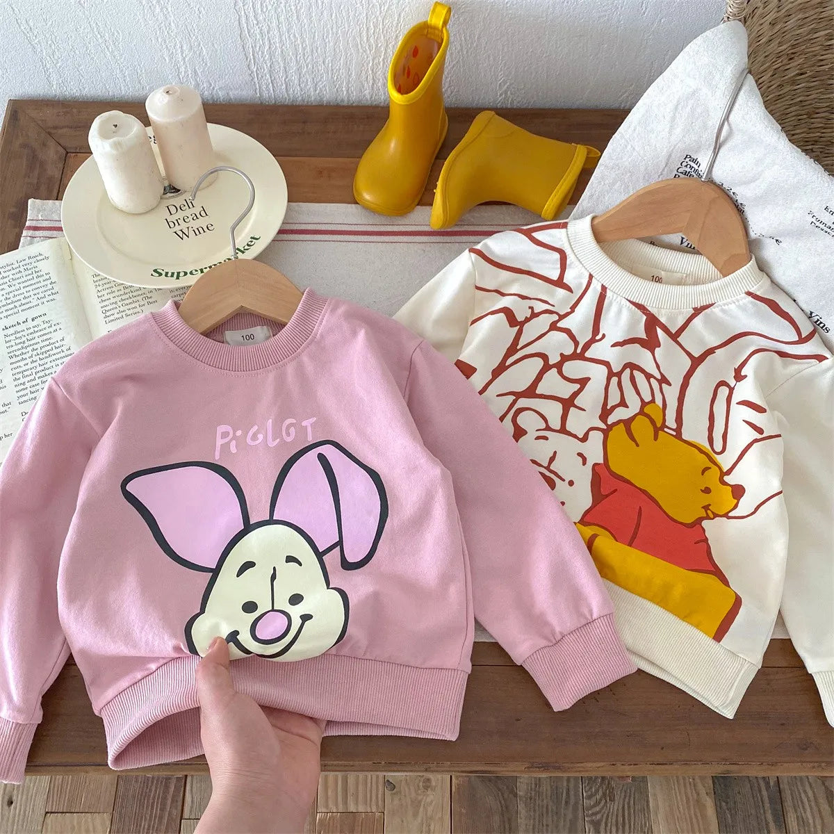 2024 Autumn Disney Cartoon Hoodie Round Collar Long Sleeved Tops Children's Clothes Loose Fashion Baby Boy Girl Sweatshirt 6M-4Y