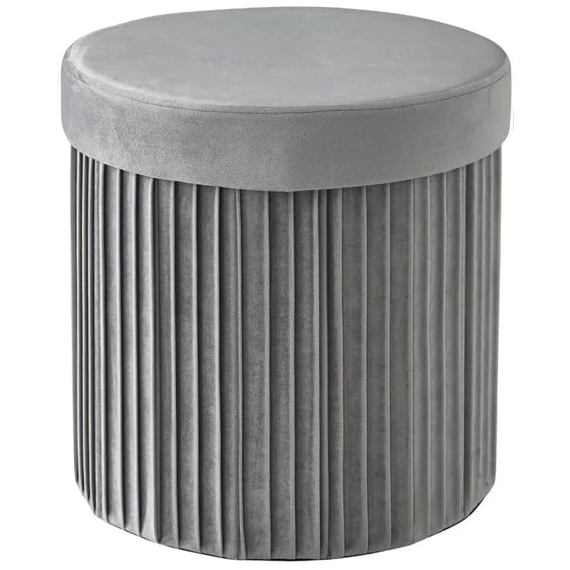 Multifunctional round storage stool, living room cloth storage stool, lazy sofa stool, crumpled Dutch velvet storage stool