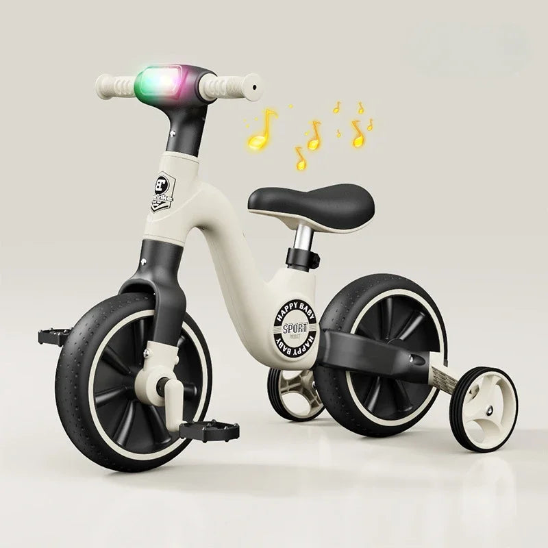 2-in-1 Children's Balance Bike Three Wheeled Multifunctional Pedals with Music Lighting Baby Walker Indoor and Outdoor Toys