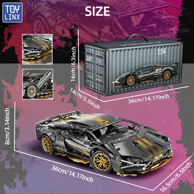 1280PCS Sports Car Building Blocks Toys 1:14 MOC Building Set Racing Car Model Super Cars as Birthday Gifts for Boys and Adults