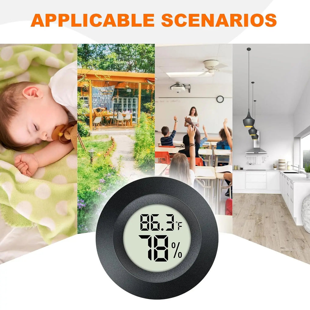 2/4 Pcs Mini Hygrometer Thermometer Fahrenheit or Celsius Meter Digital LCD Monitor Indoor Room Round Humidity Temperature Gauge