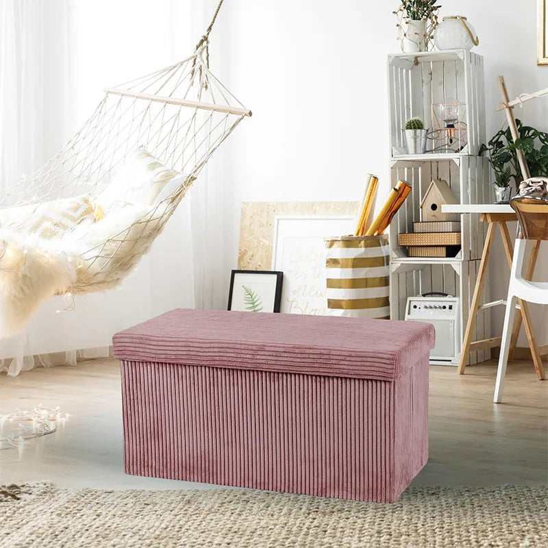 Popular flannel striped storage stool folding stool home flannel finishing storage stool shoe changing stool