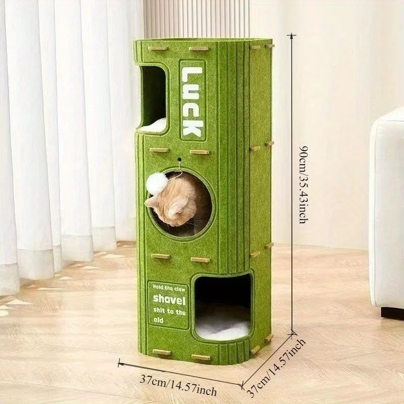 Felt cat tree hole double-layer fun scratching board universal cat house drilling integrated thick felt cat nest frame