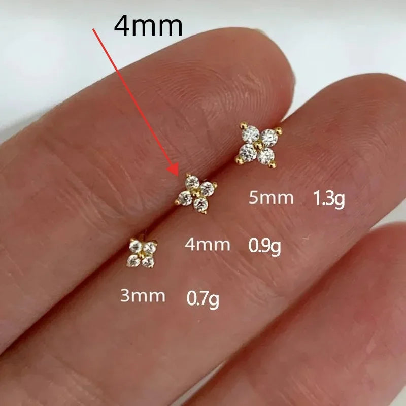 Avenneth Fashion Small Flower Stud Earrings For Women Cartilage Cubic Zirconia Earring Party Jewelry Party Gifts