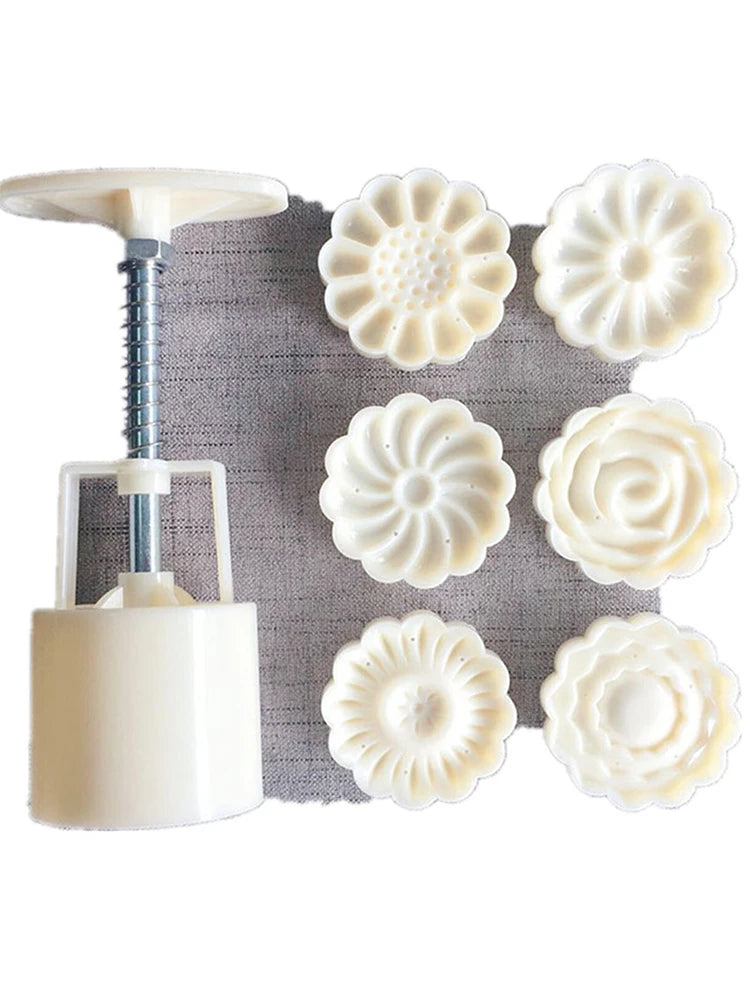 1set/2set Three-Dimensional Rose-Shaped Mooncake Mold, Hand-Pressing Mid-Autumn Festival Mooncake Mold Diy Baking Set