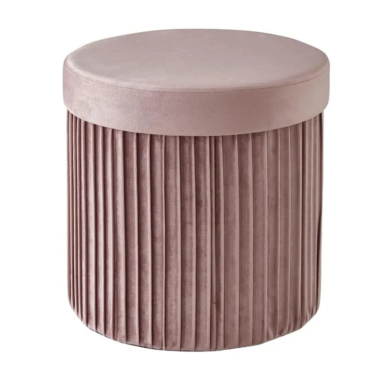 Multifunctional round storage stool, living room cloth storage stool, lazy sofa stool, crumpled Dutch velvet storage stool