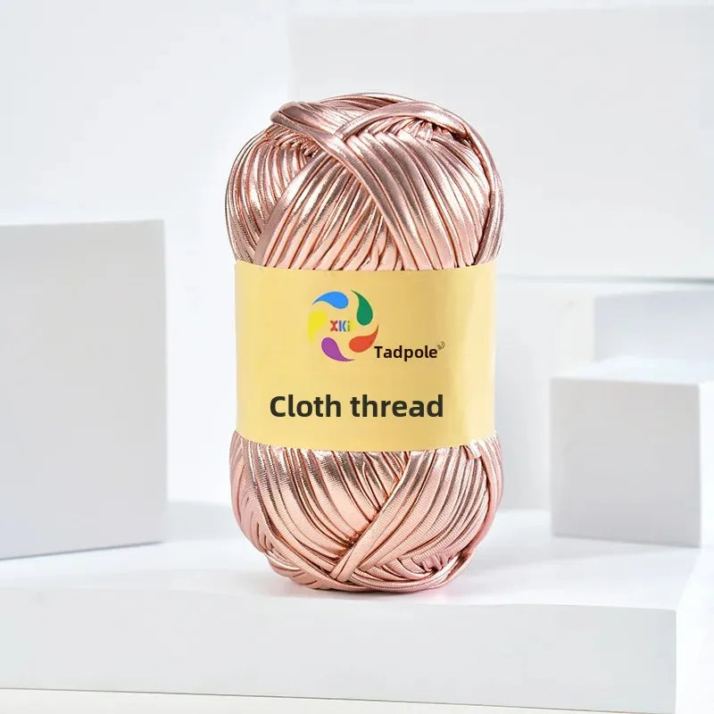 New metal texture cloth line personalized wool DIY woven bag bright leather hand woven material