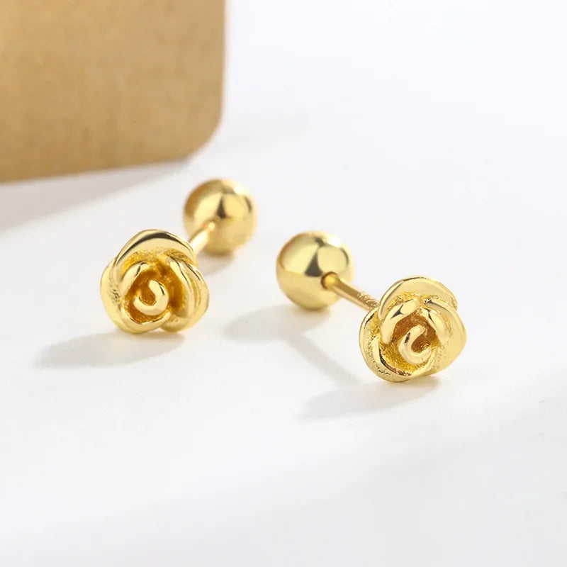 Minimalist Small Flower Screw Earrings