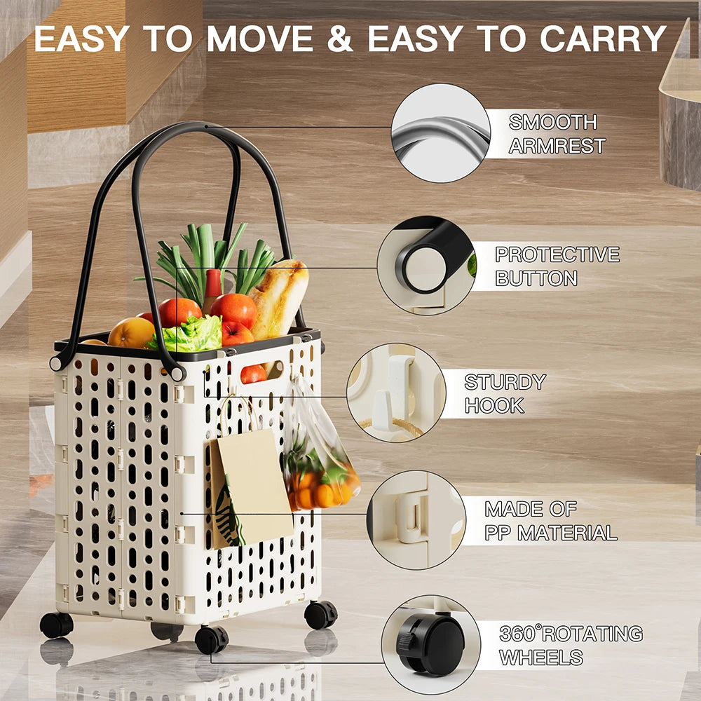 1PC Folding Supermarket Shopping Cart, Household Trolley, Grocery Shopping Cart, Foldable Shopping Cart For Shopping Malls