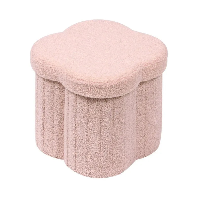 Hot-selling four-leaf clover shape storage stool, seating sofa stool folding teddy velvet shoe changing stool