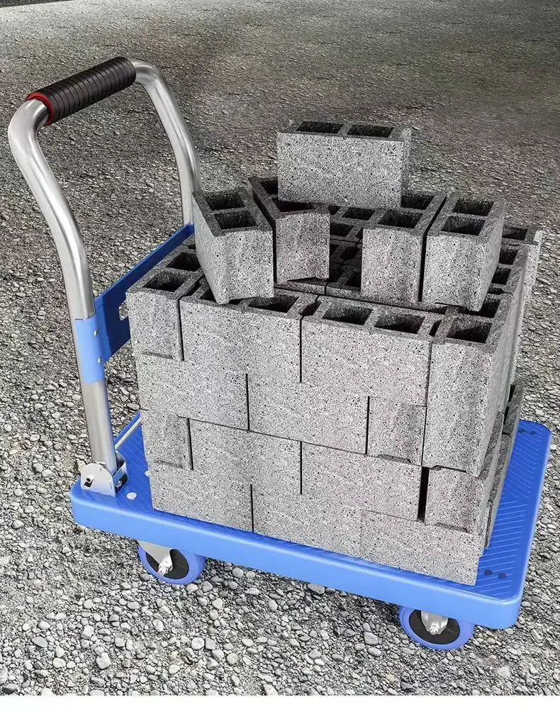 trolley pulling goods four-wheeled flatbed cart pushing goods truck folding trolley express trailer
