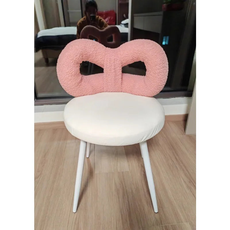 Cream wind back chair Internet celebrity bow makeup chair dresser manicure stool makeup stool fairy butterfly chair