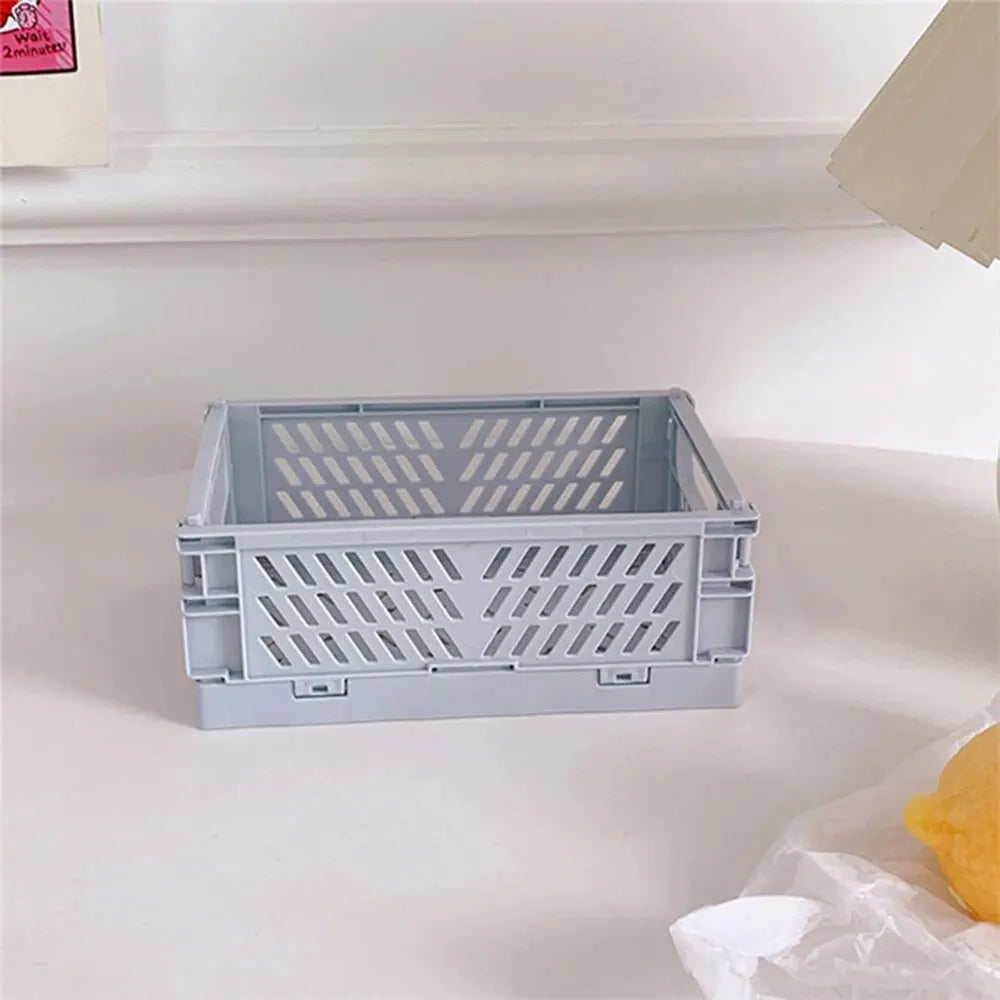 1PC Desktop Foldable Storage Box, Student Stationery Shelf, Miscellaneous Cosmetics Storage Basket