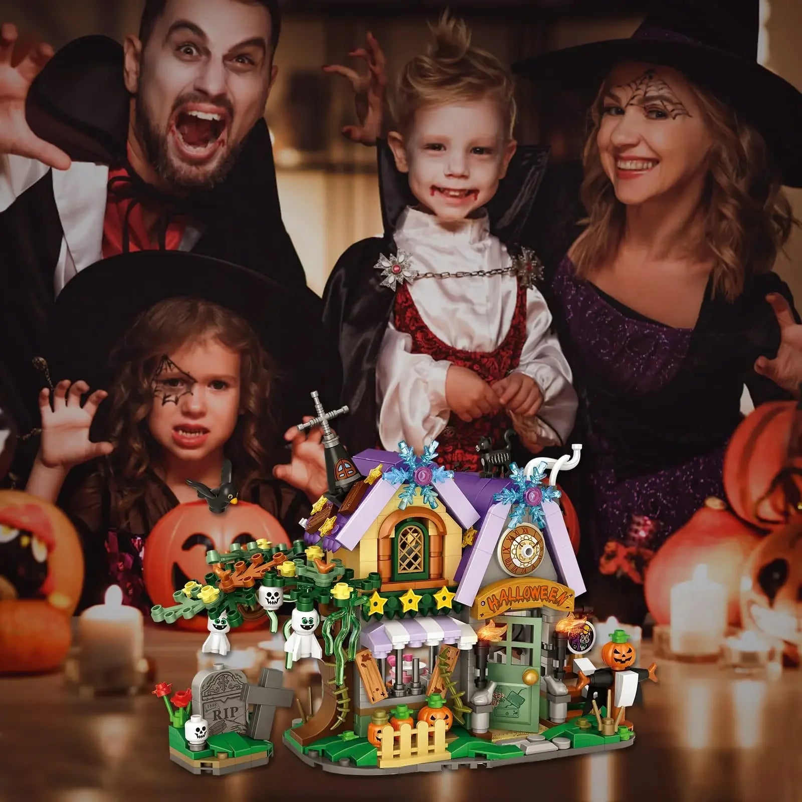 ToylinX 783PCS Creative Building Block Hut Pumpkin Element Mini Bricks Building Toys Birthday Halloween Gift for Kids and Adults