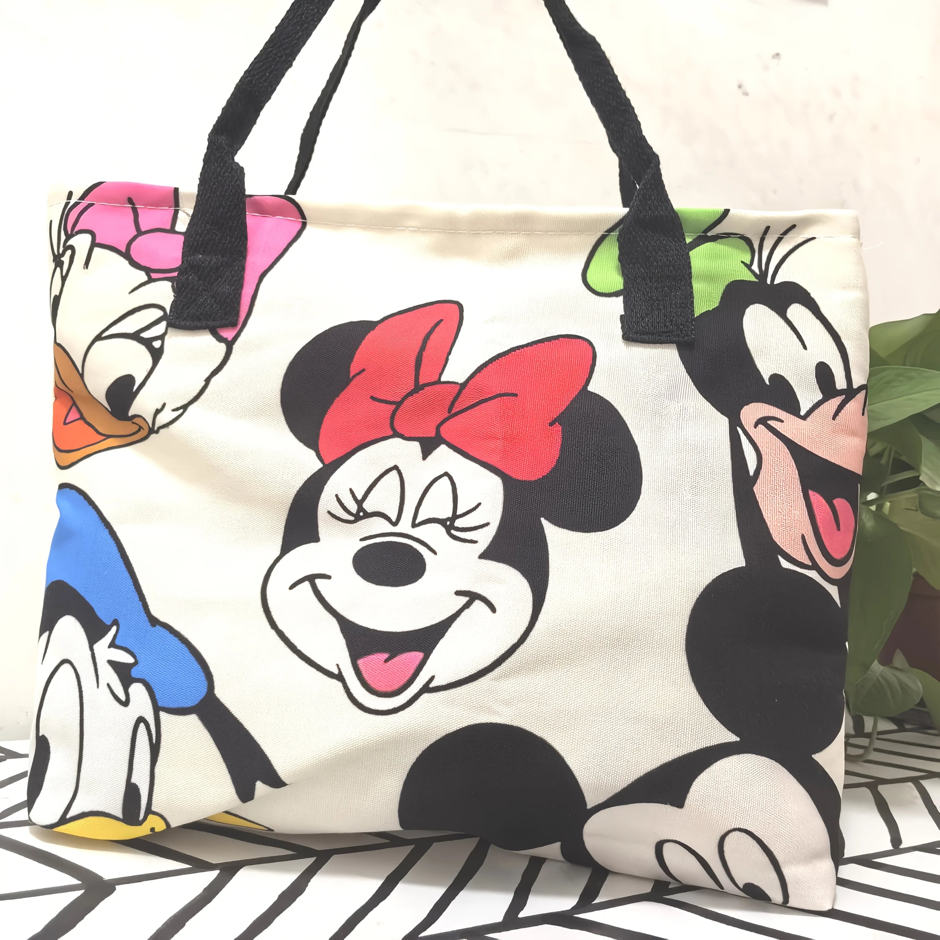 Cartoon Mickey Fashion Versatile LargeCapacity Canvas Shoulder Bag Women's Casual Versatile Tote Bag Student Class Handbag