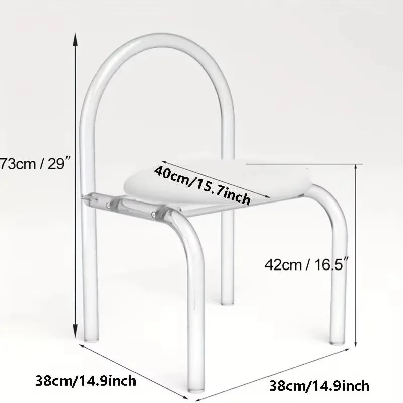 Acrylic vanity chair, white flannel transparent chair, bedroom, living room, office transparent vanity chair