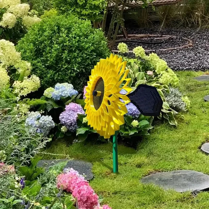 3D Print Sunflower Wind Spinner Sunflower Yard Spinners Heavy Duty Waterproof Weatherproof For Garden Decoration