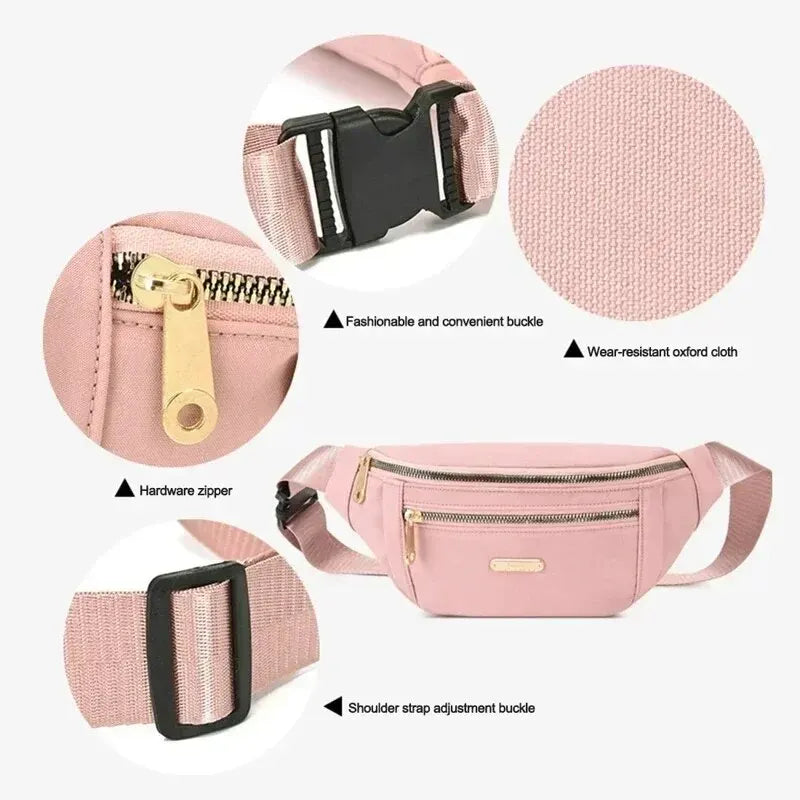 Rilibegan Men's and Women's Street Trend Waist Bag Oxford Casual Color Waist Bag Crossbody Chest Bag