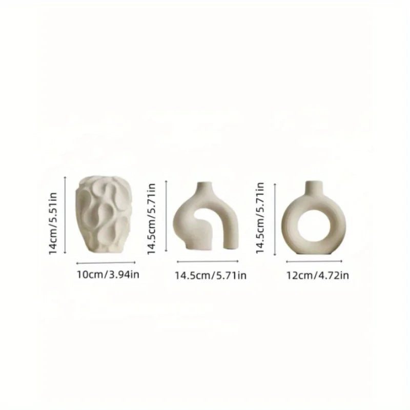 Modern Nordic minimalist circular and donut shaped geometric pattern vases are perfect for fashionable home decor