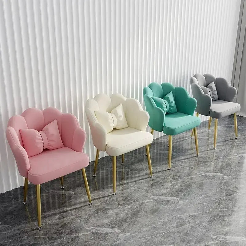 Female makeup chair, simple dressing stool, luxurious backrest, petal chair, dormitory computer chair, free pillow giveaway