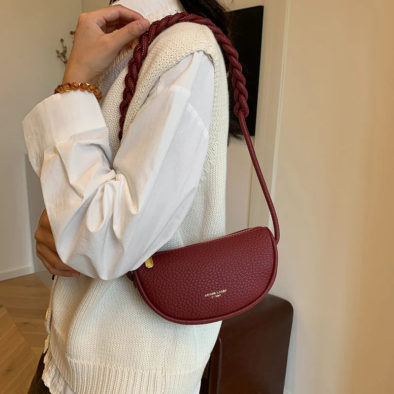 1 Piece of Solid Color Shoulder Bag for Women, Versatile Crossbody Bag, Fashionable Retro Saddle Bag