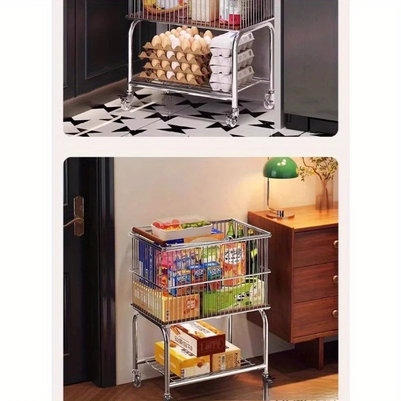 Medieval Dirty Basket Bathroom Double Layer Clothes Storage Basket Toilet Mobile Laundry Basket Dirty Basket Cart Shelf