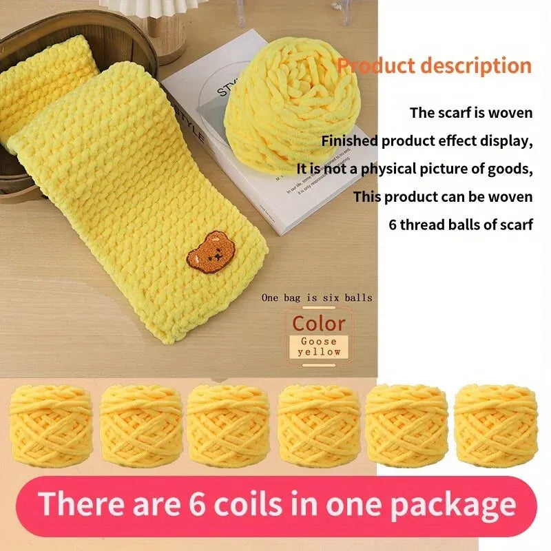 6 Thread Balls+1 Teddy Bear Jewelry Handmade Gift Woven Scarf Thread DIY Ice Stripe Thread Thick Yarn Ball