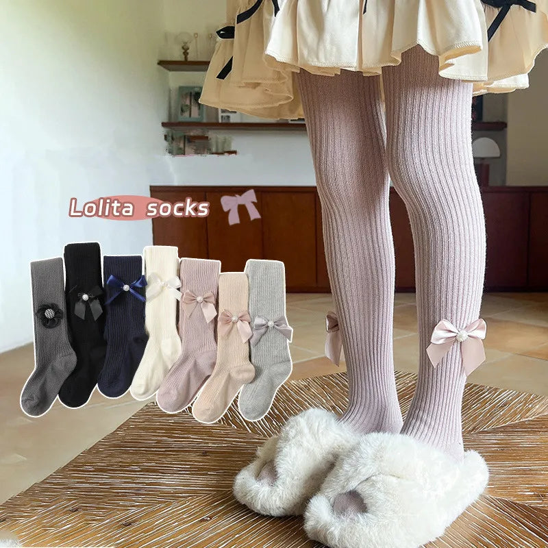 Baby Girl Legging Tights Cotton Bowknot Knitted Leggings Baby Pantyhose Newborn Girls Pantyhose Kids Stockings