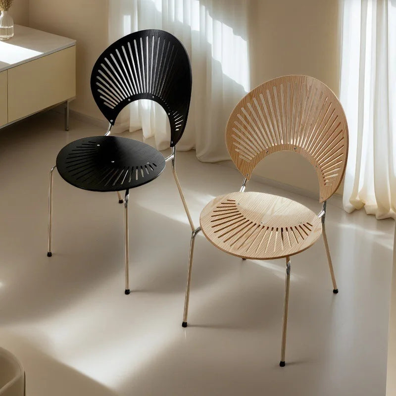 Nordic dining chair solid wood home coffee chair backrest retro dining table and chair simple guest negotiation casualshellchair