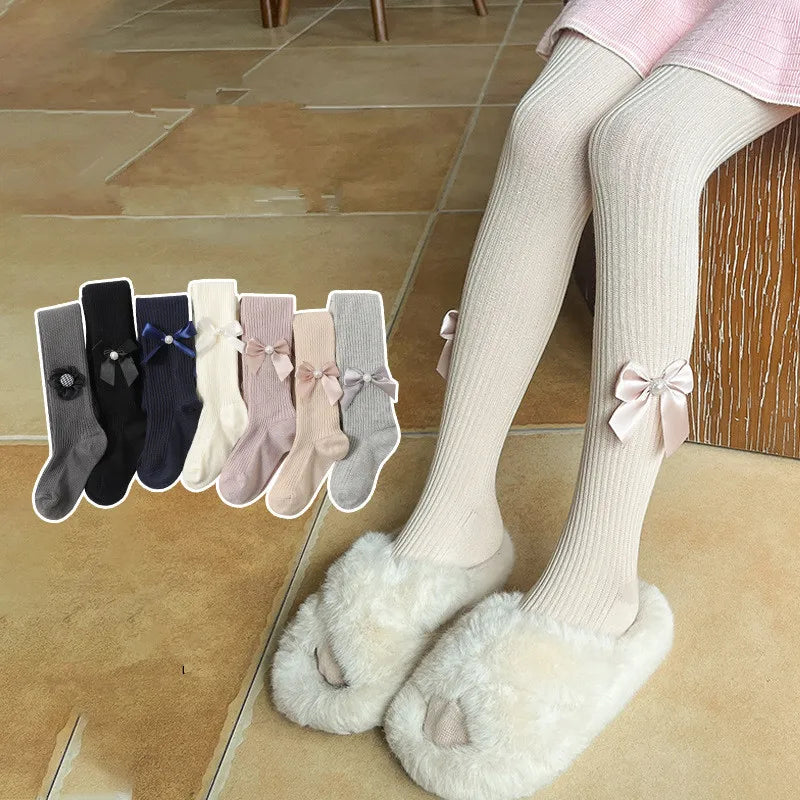 Baby Girl Legging Tights Cotton Bowknot Knitted Leggings Baby Pantyhose Newborn Girls Pantyhose Kids Stockings