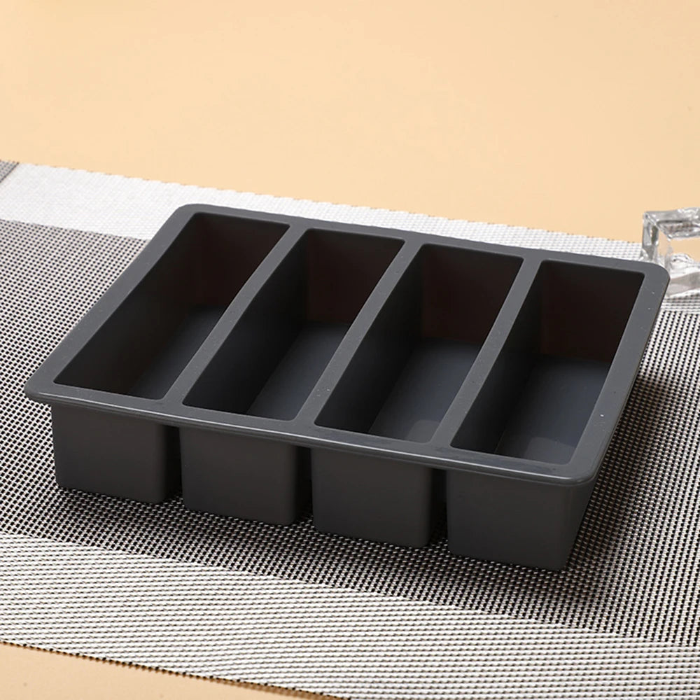 1PC Four Straight Strip Ice Mill Silicone Ice Tray Diy Ice Cube Mold Auxiliary Food Box Ice Maker