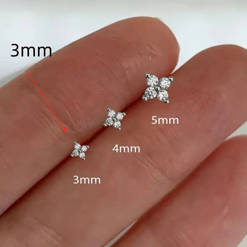 Avenneth Fashion Small Flower Stud Earrings For Women Cartilage Cubic Zirconia Earring Party Jewelry Party Gifts