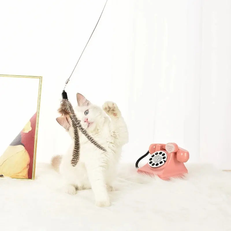 1PC Primary Feather Cat Teaser Stick with Feather Bell for Indoor Cats' Fun Exercise Interactive Pet Toy