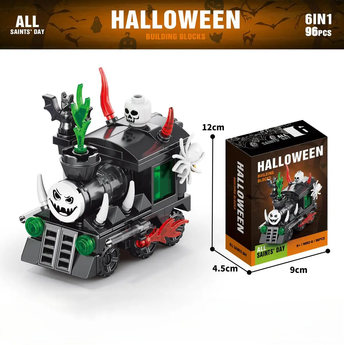 601PCS 6IN1 Halloween Building Block Set Halloween Displayable Party Gift Children's Festive Gifts for Easter Home Decoration