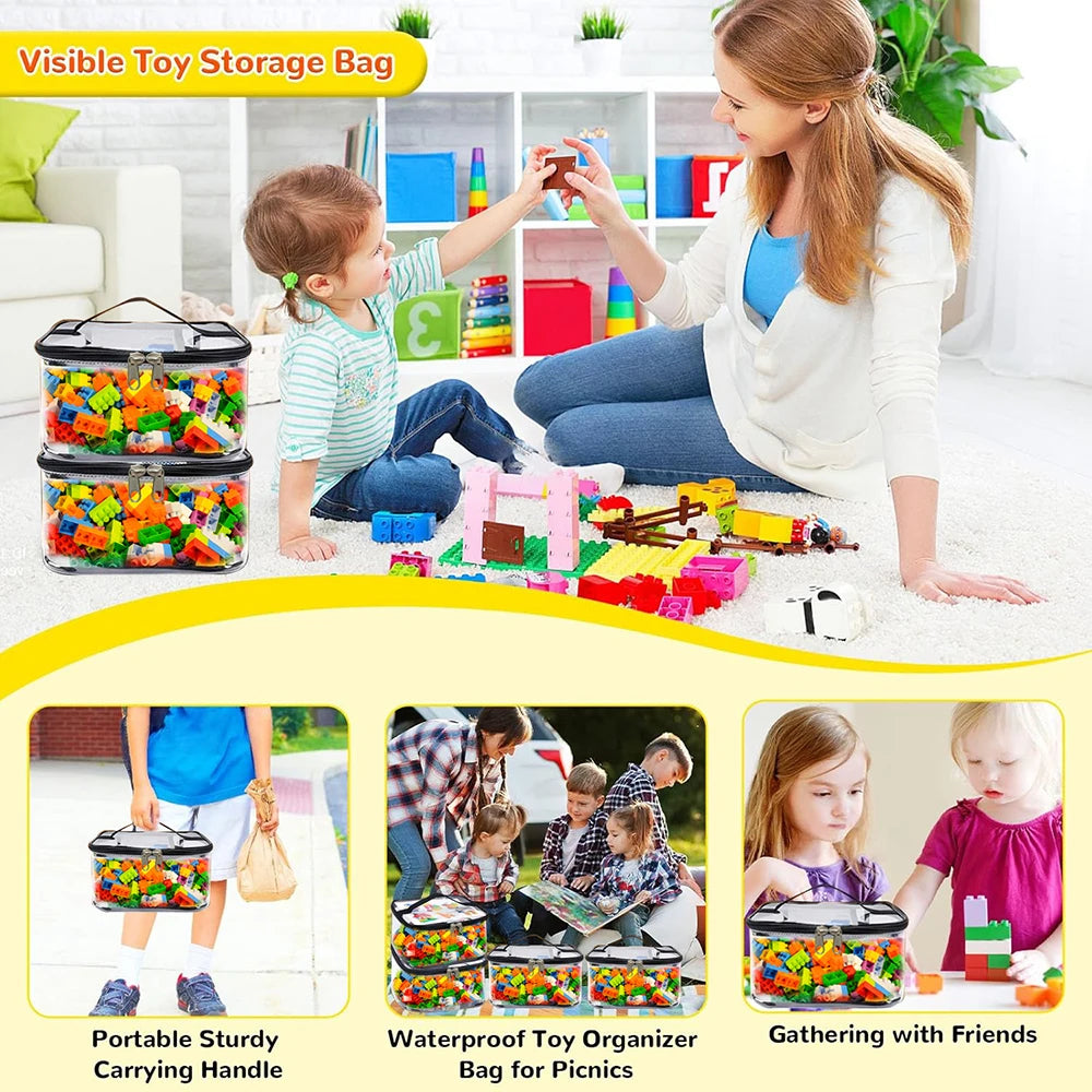 1PC Lego Storage Bucket For Organizing Parts, Small Particle Wooden Toy Storage Handbag